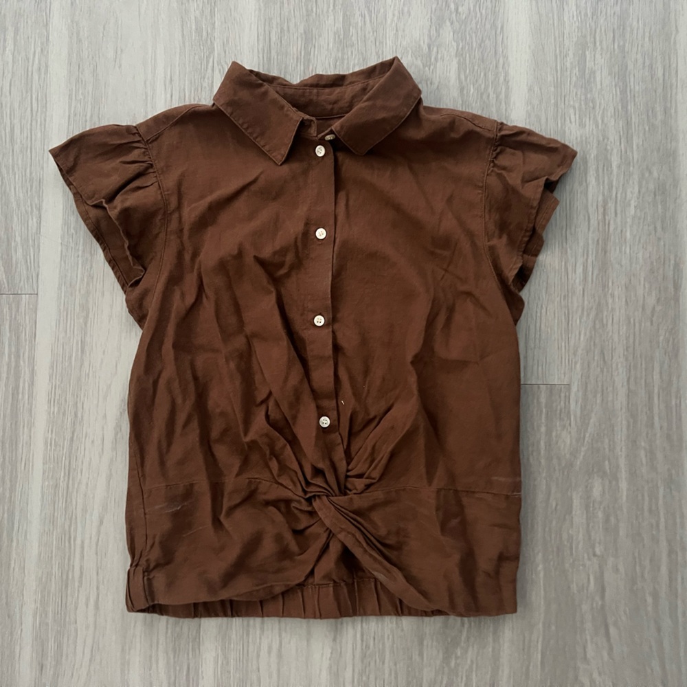 GAP Brown Button-Down Shirt medium tall